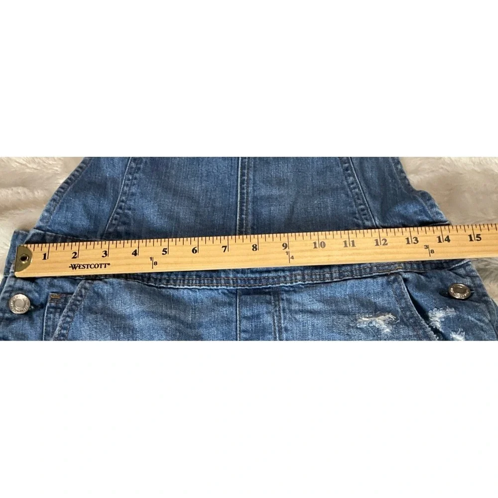 American‎ Eagle Women's Size XS Denim  Short Alls Overalls Distressed Raw Hem